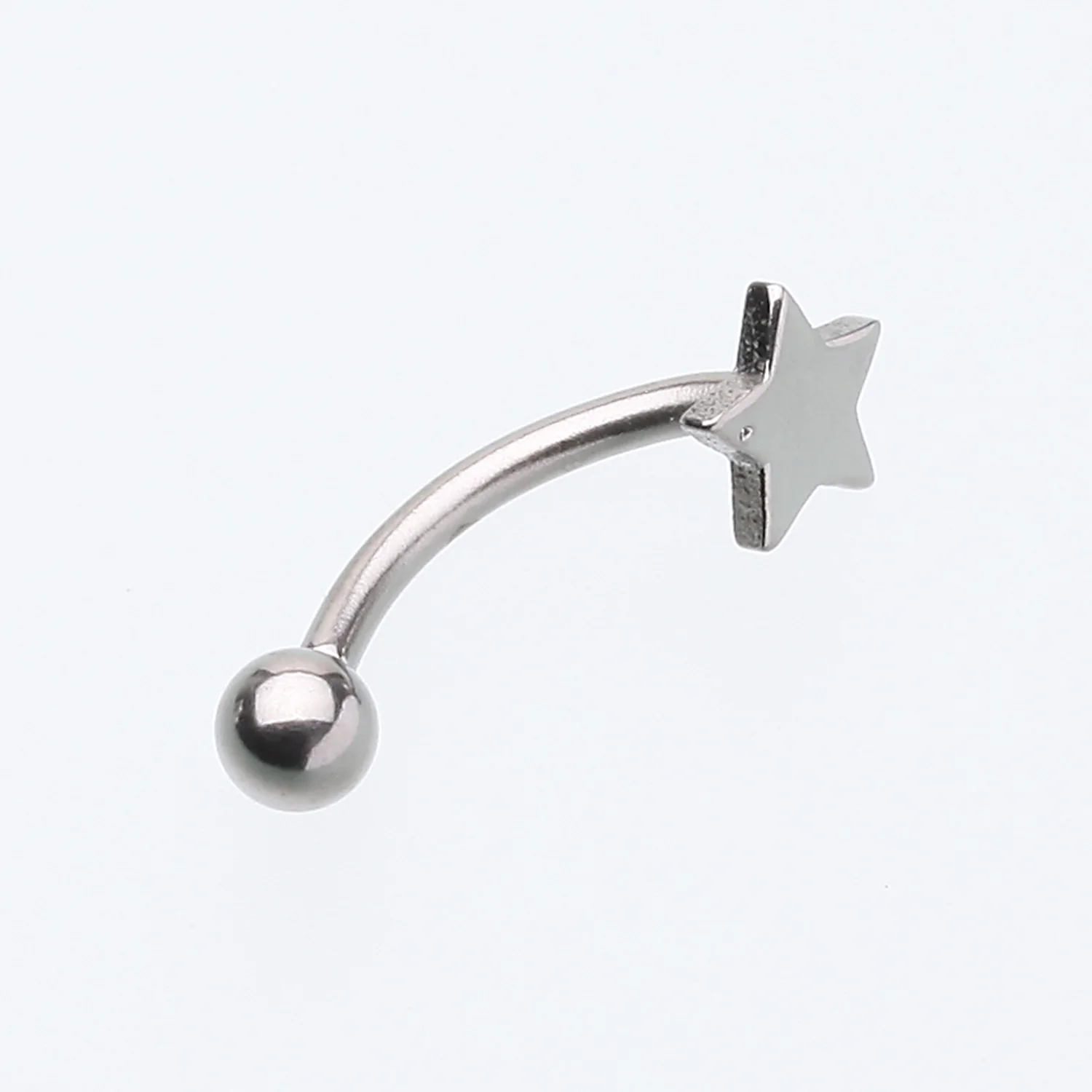 Star Steel Curved Barbell Eyebrow Ring - Image 2