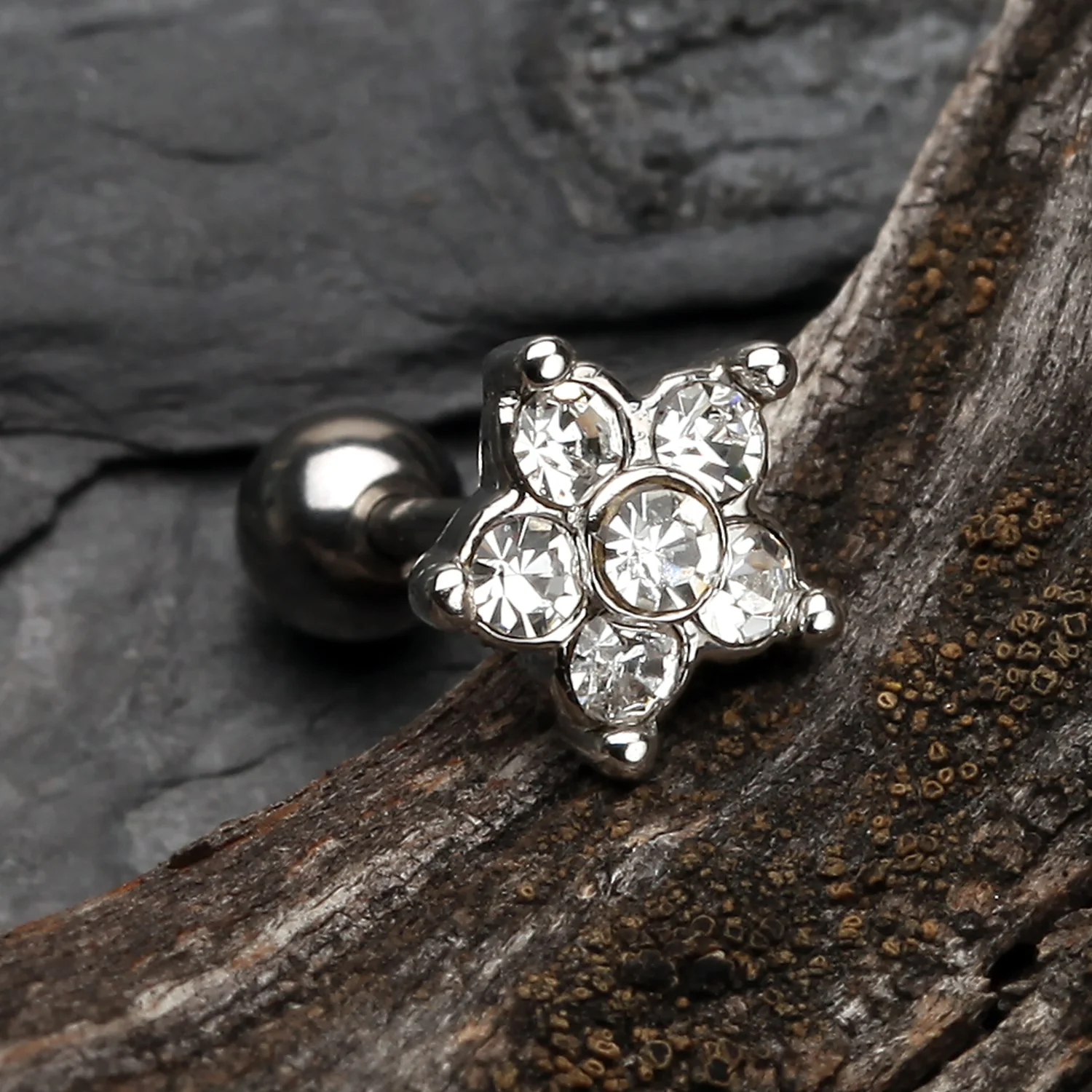 Starburst Sparkle Flower Cartilage Tragus Earring - Image 2