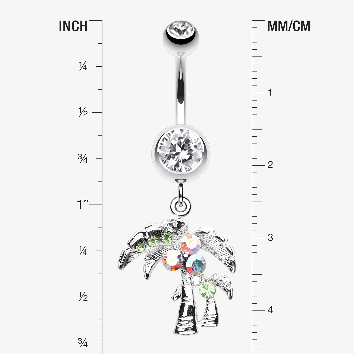 Summer Bliss Palm Tree Belly Button Ring - Image 2