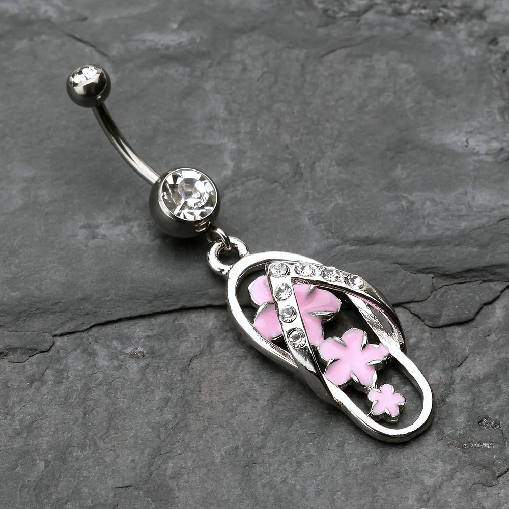 Summer Flower Sandal Belly Button Ring - Image 3