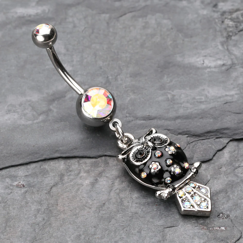 Sweet Blossom Owl Belly Button Ring - Image 3