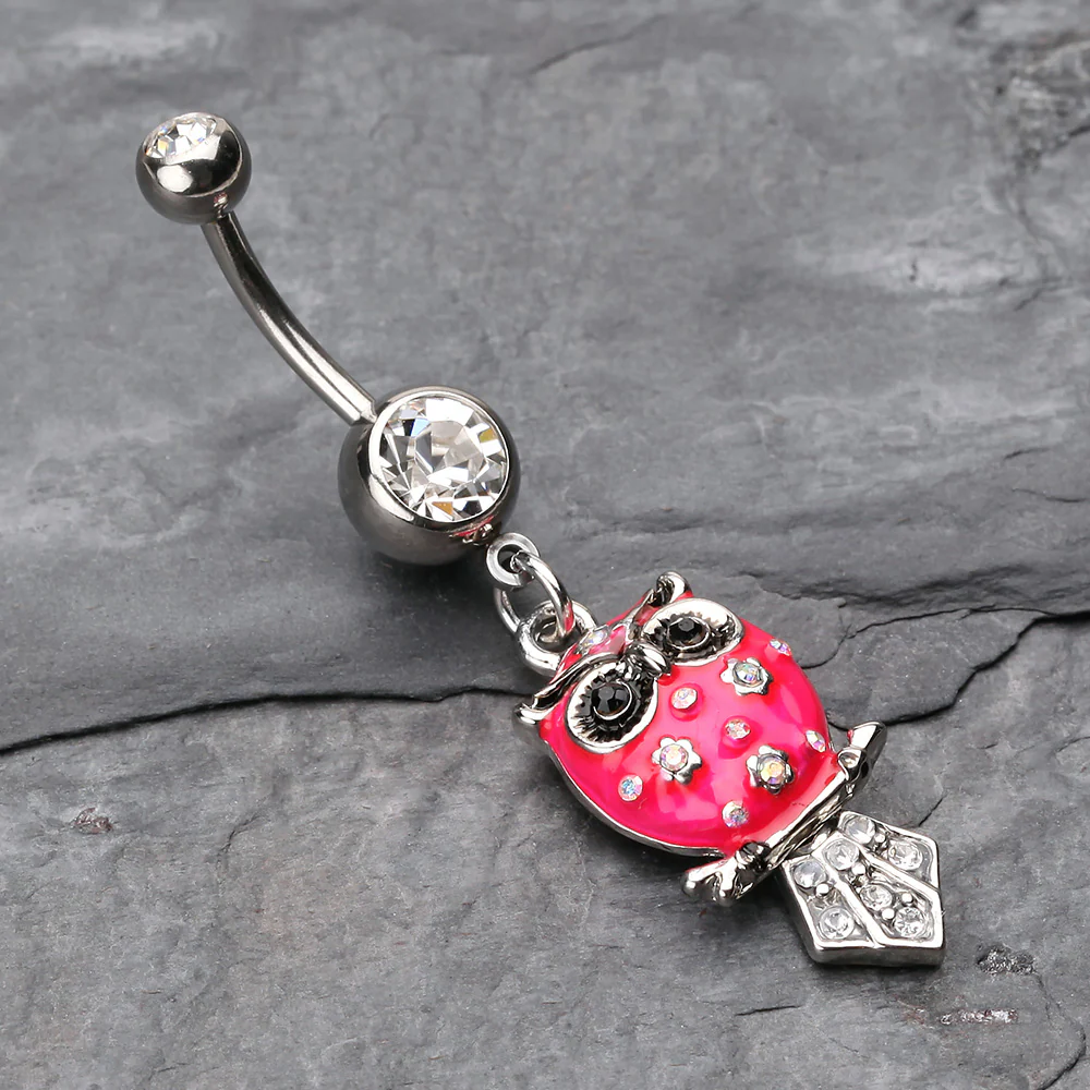 Sweet Blossom Owl Belly Button Ring - Image 3