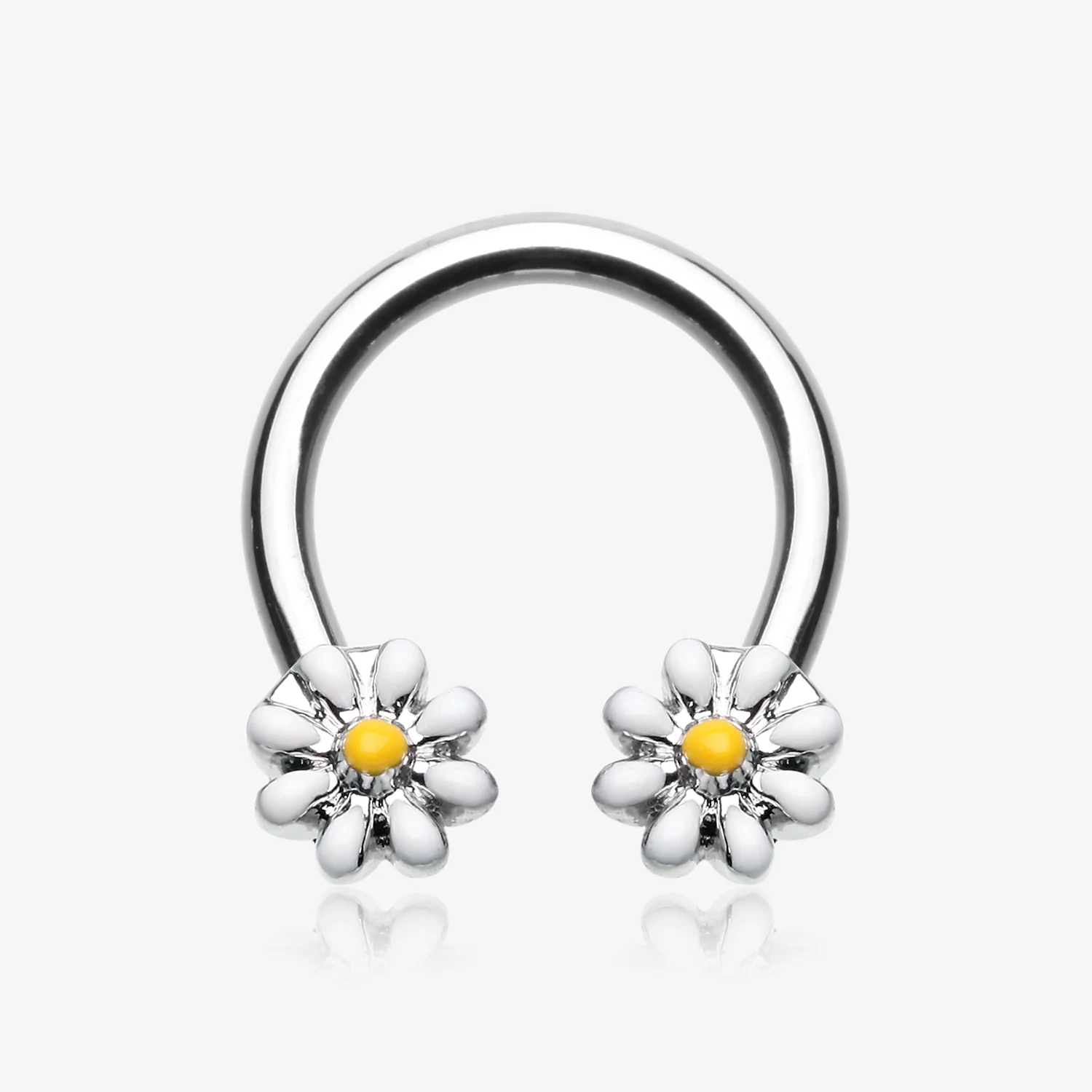 Sweet Dainty Daisy Steel Horseshoe Circular Barbell