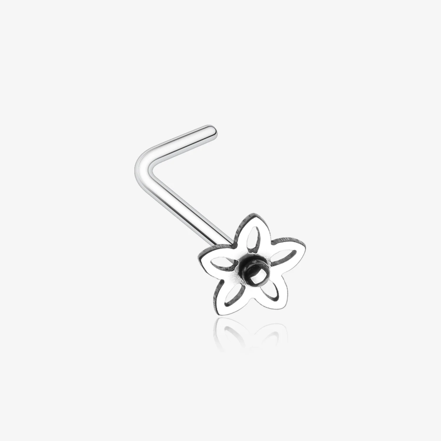 Sweet Violet Flower L-Shaped Nose Ring