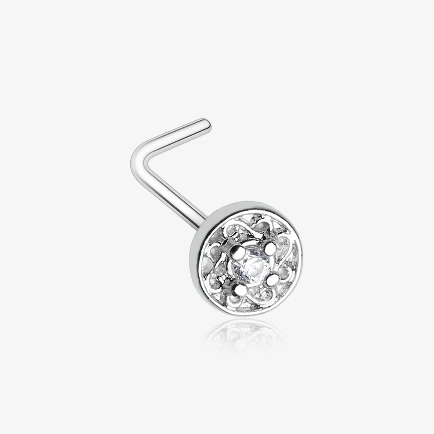 Swirlesque Sparkle Gem L-Shaped Nose Ring