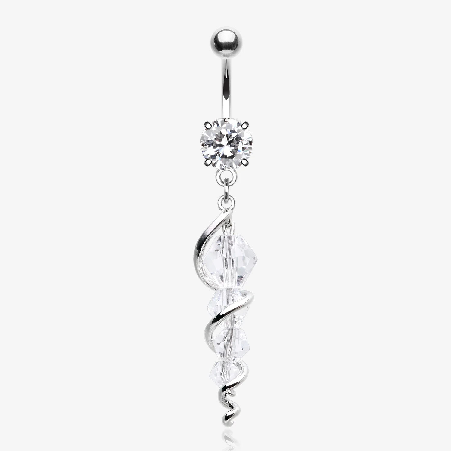Swirly Sparkle Spiral Chandelier Belly Button Ring