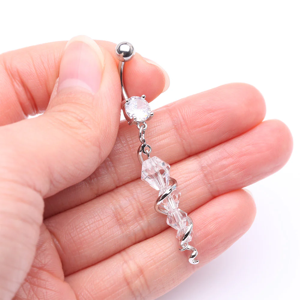 Swirly Sparkle Spiral Chandelier Belly Button Ring - Image 4