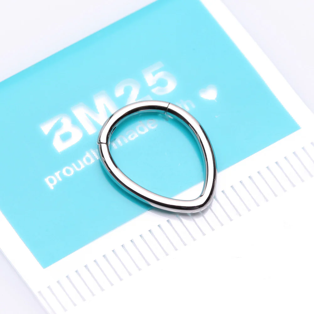Teardrop Eggy Steel Seamless Clicker Hoop Ring - Image 3