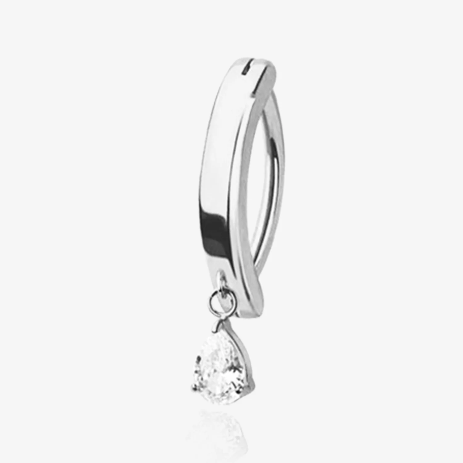 Teardrop Sparkle Dangle Minimalist Curved Bar Belly Clicker