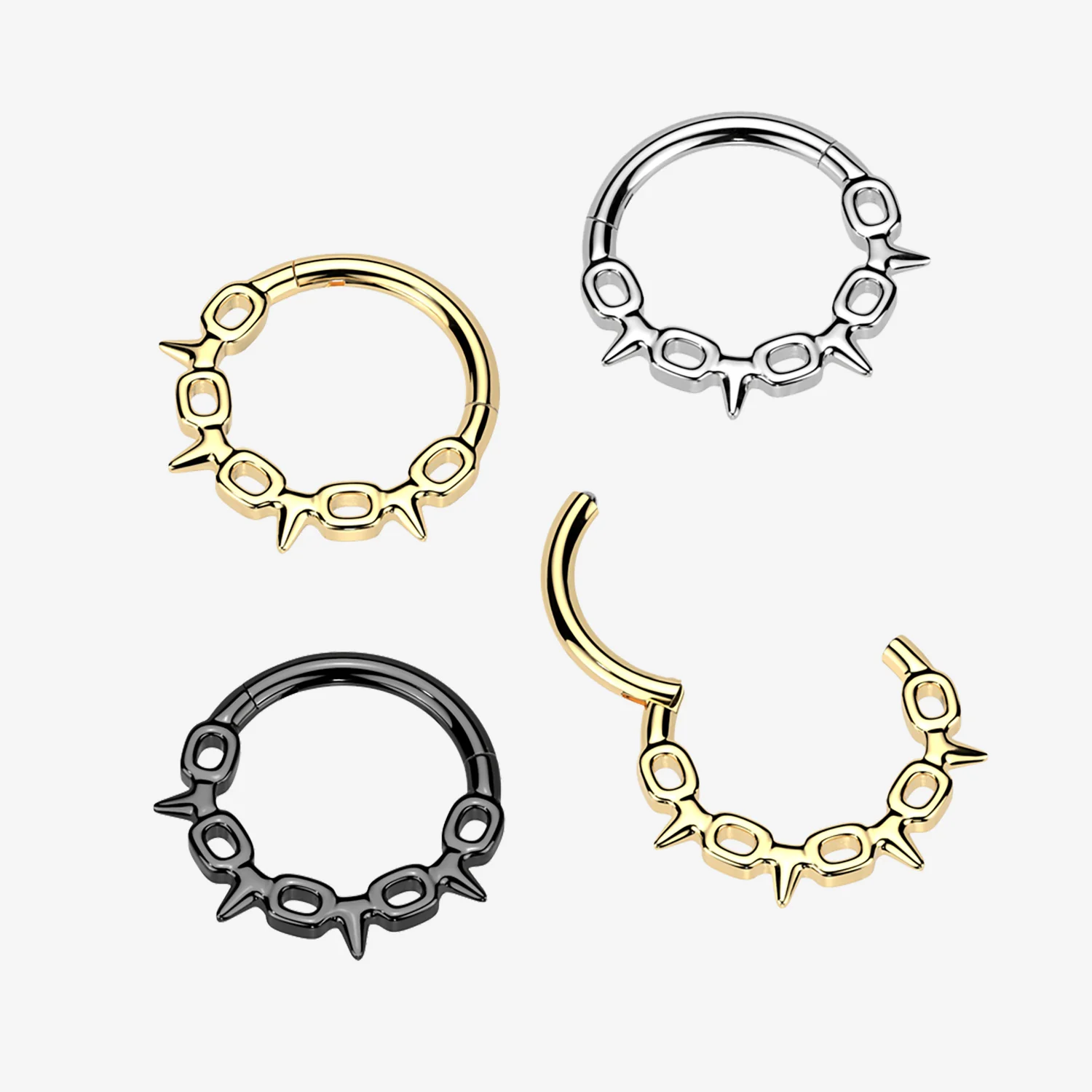 Thorned Chainlink Clicker Hoop Ring - Image 2