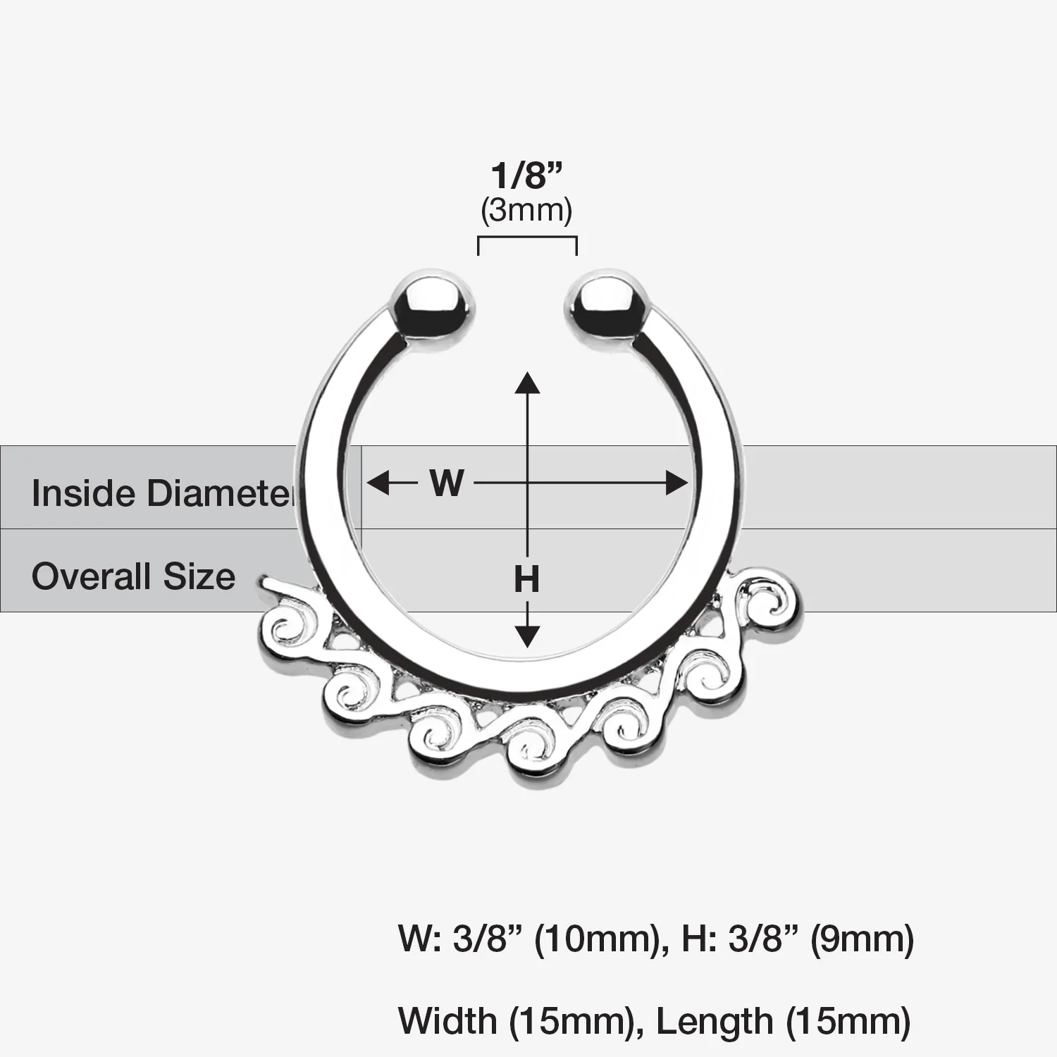 Tidal Wave Filigree Fake Septum Clip-On Ring - Image 2