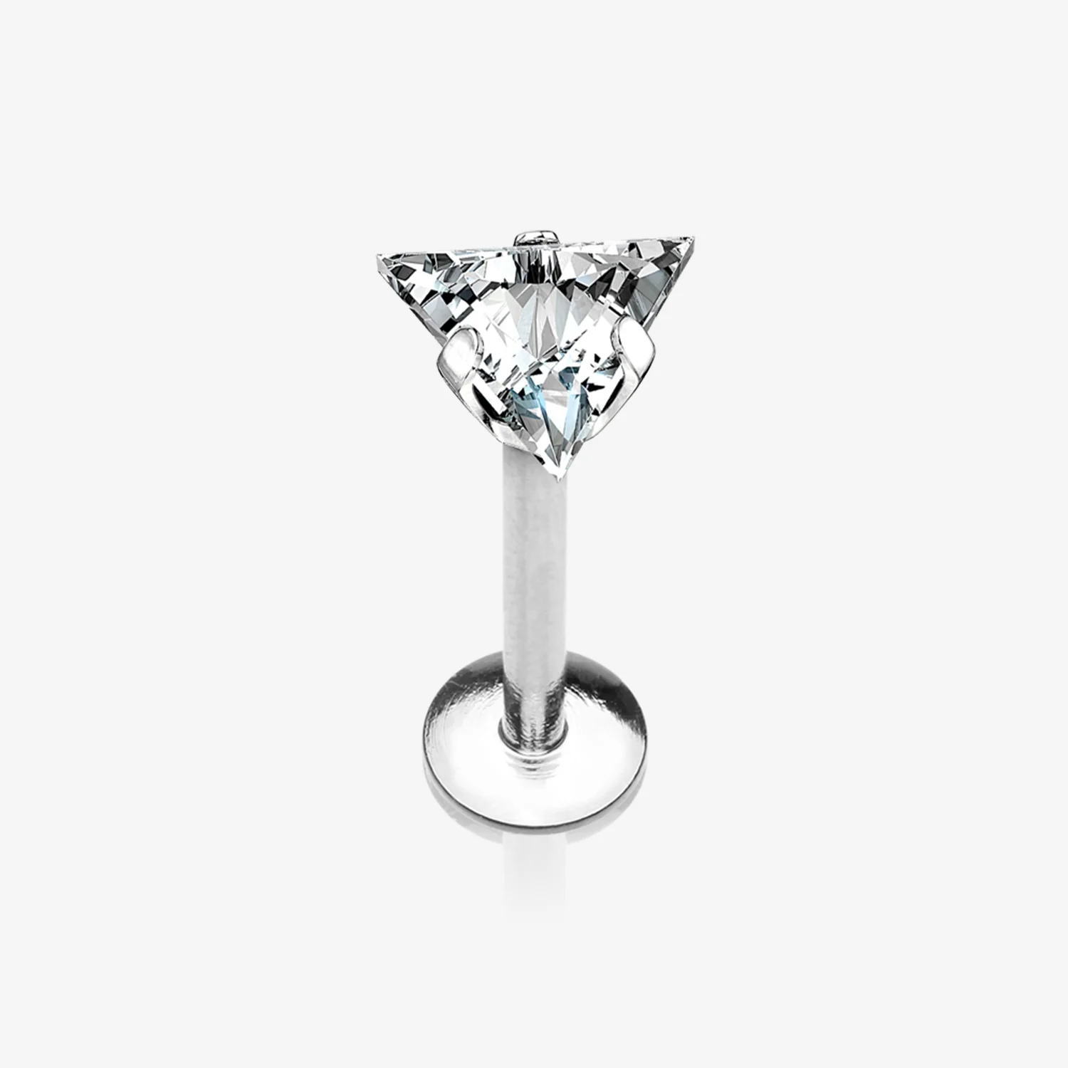 Triangle Gem Sparkle Prong Set Top Internally Threaded Steel Labret