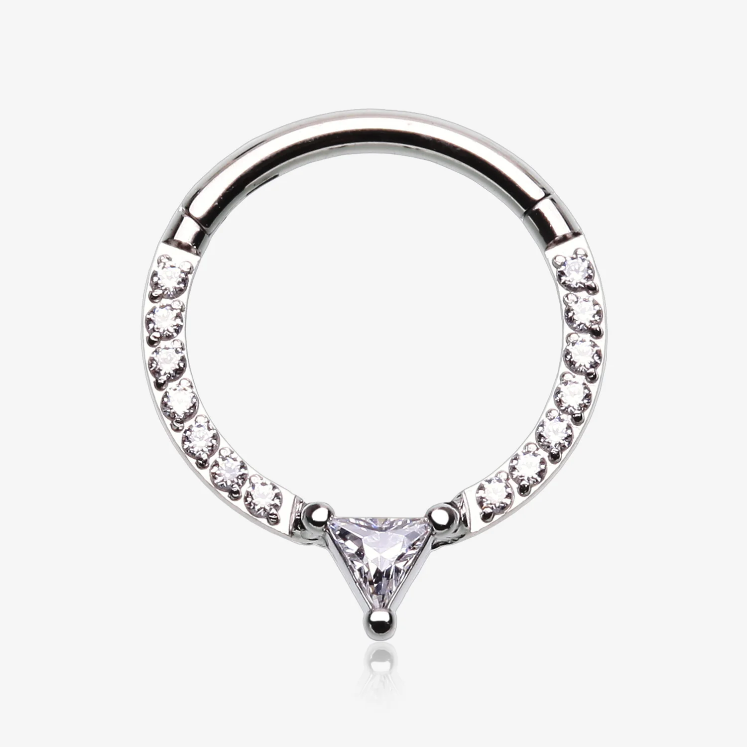 Trilliant Sparkle Multi-Gem Steel Seamless Clicker Hoop Ring