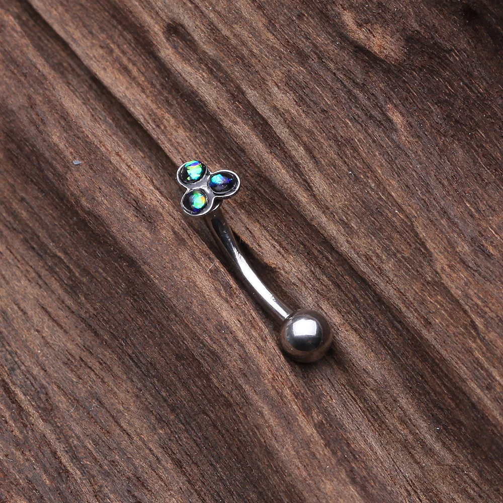 Trinity Opal Sparkle Curved Barbell Ring - Image 3