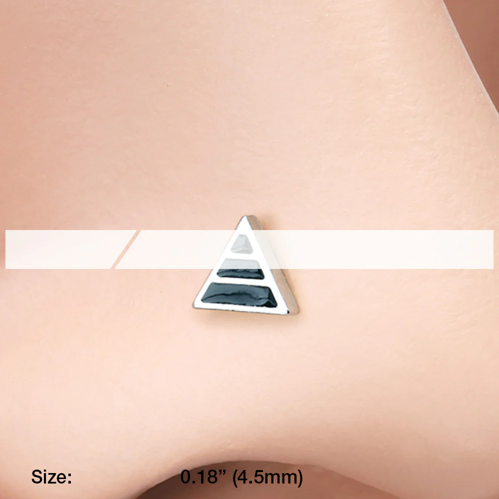 Triple Black Stripe Triangle L-Shaped Nose Ring - Image 3