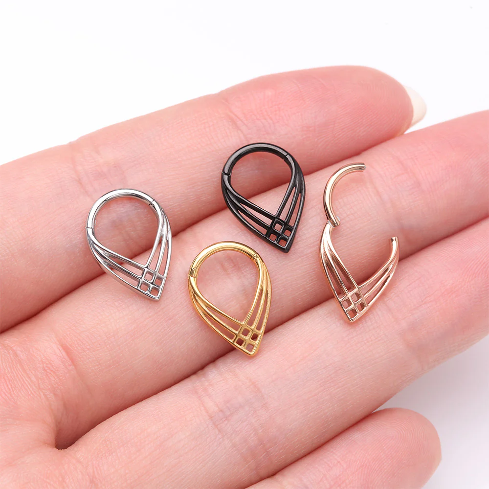 Triple Cross Weave Clicker Hoop Ring - Image 4