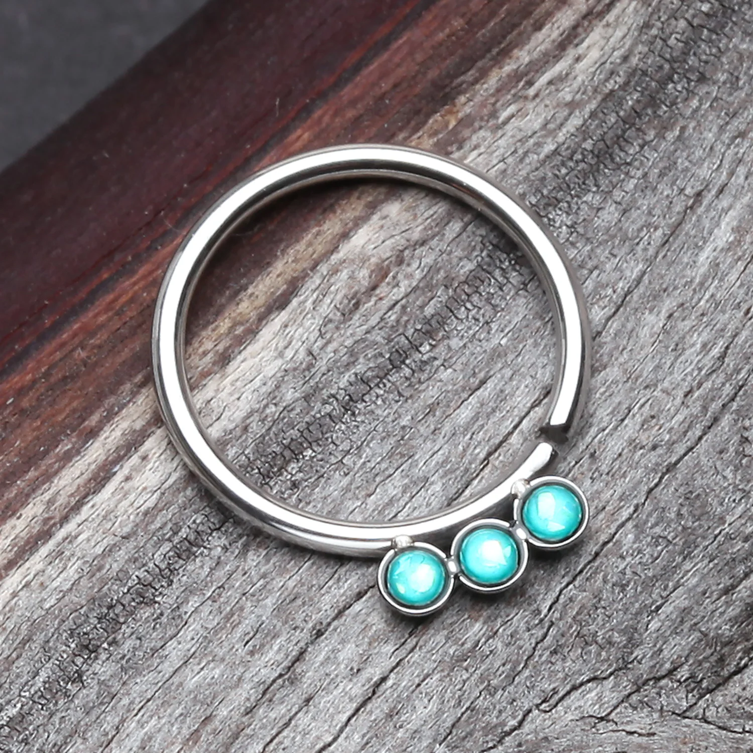 Triple Opalescent Sparkle Bendable Twist Hoop Ring - Image 2