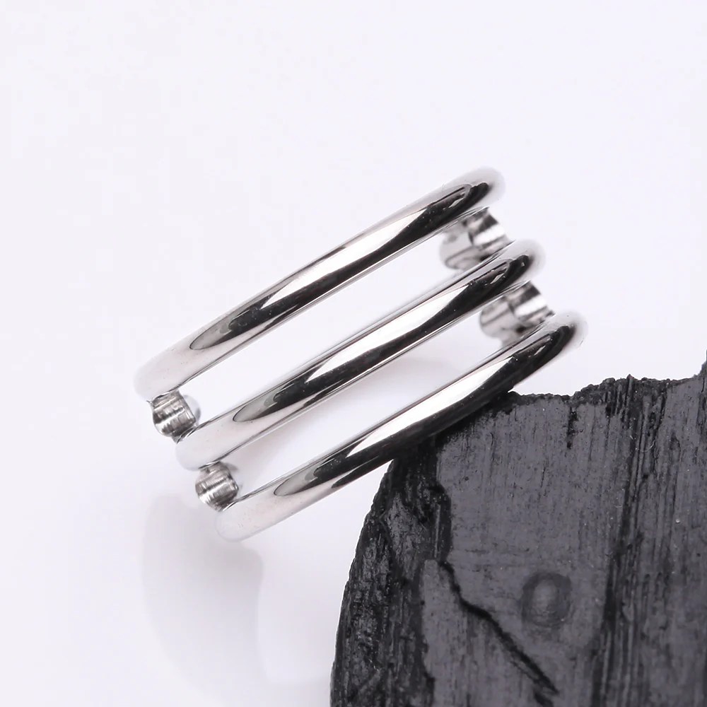Triple Row Hoop Steel Seamless Clicker Hoop Ring - Image 3