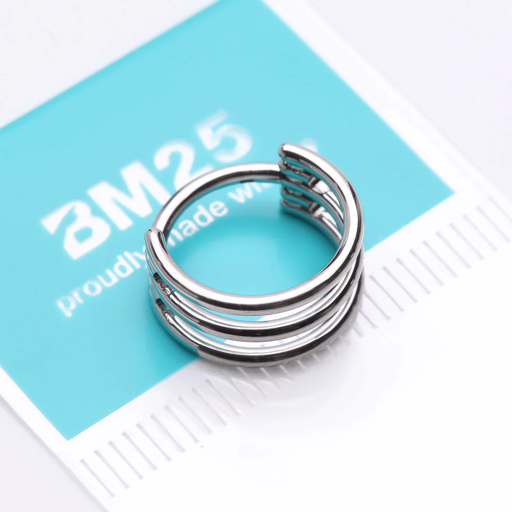 Triple Row Hoop Steel Seamless Clicker Hoop Ring - Image 4