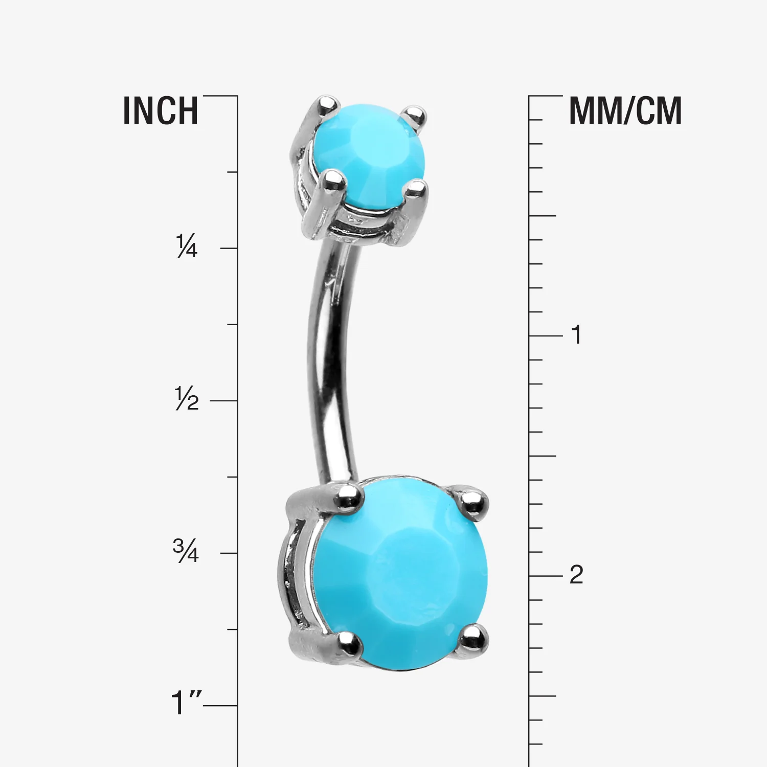 Turquoise Shine Prong Set Belly Button Ring - Image 2