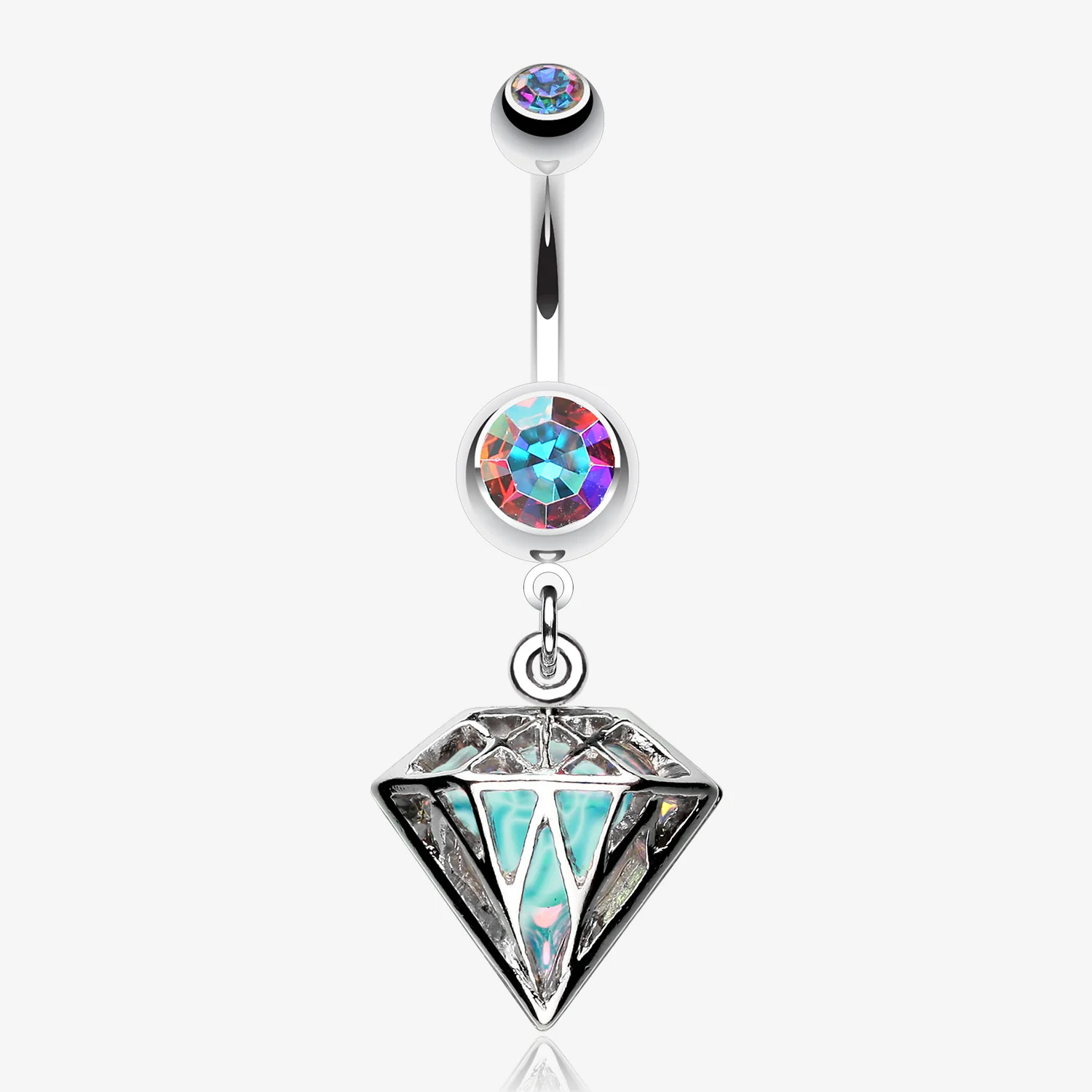 Urban Iridescent Diamond Belly Button Ring