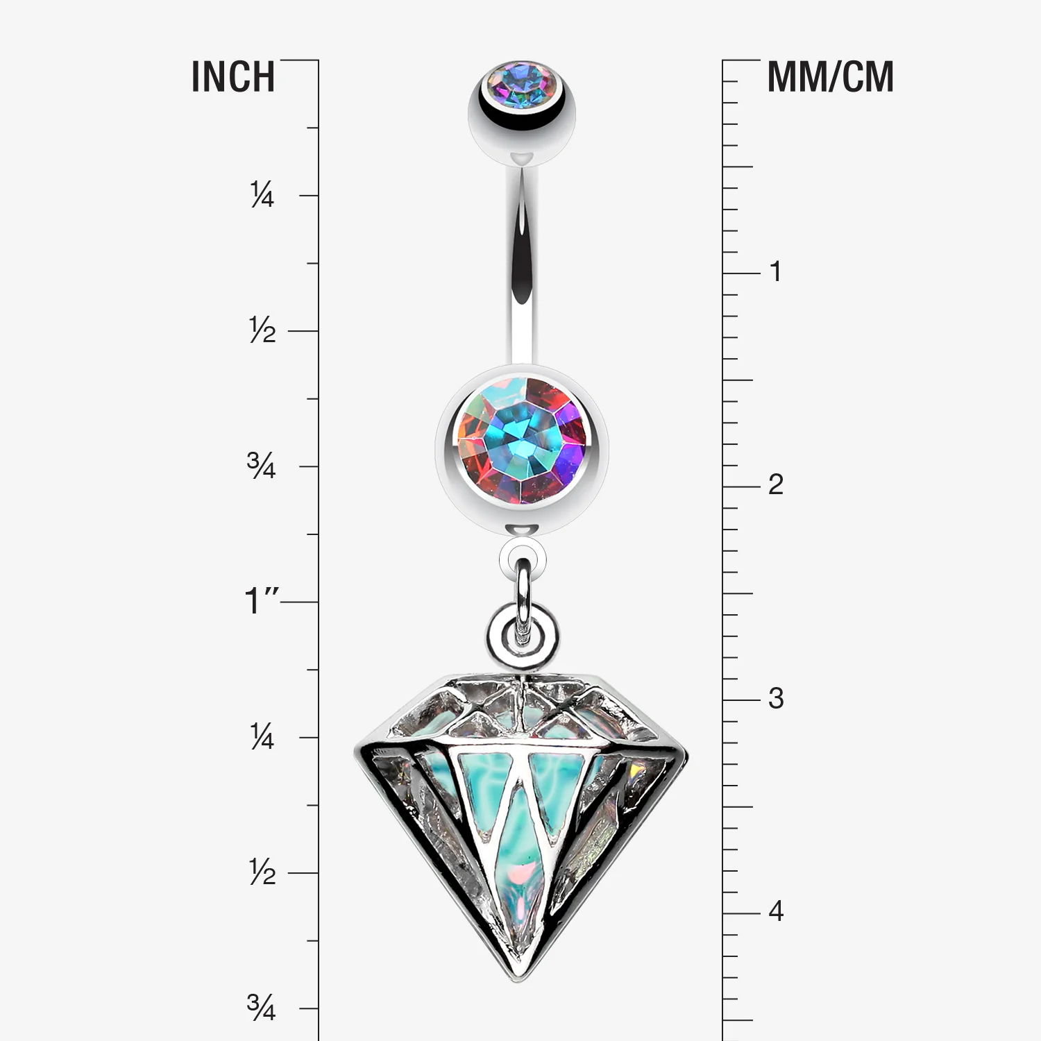 Urban Iridescent Diamond Belly Button Ring - Image 2