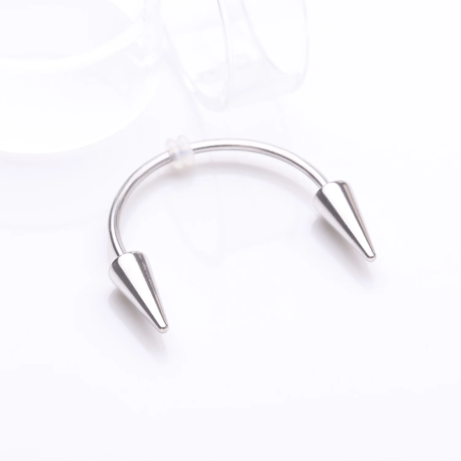 Vampire Fangs Smiley Piercing Spike Horseshoe Barbell with O-Rings - Image 2