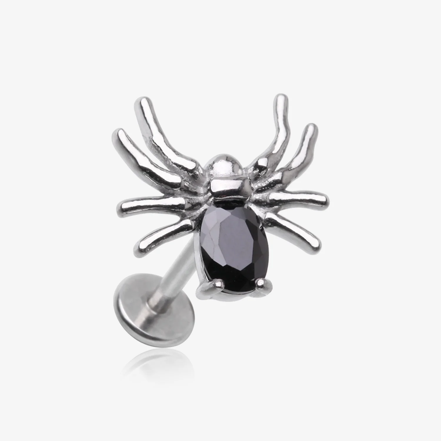 Venom Spider Sparkle Internally Threaded Steel Flat Back Stud Labret