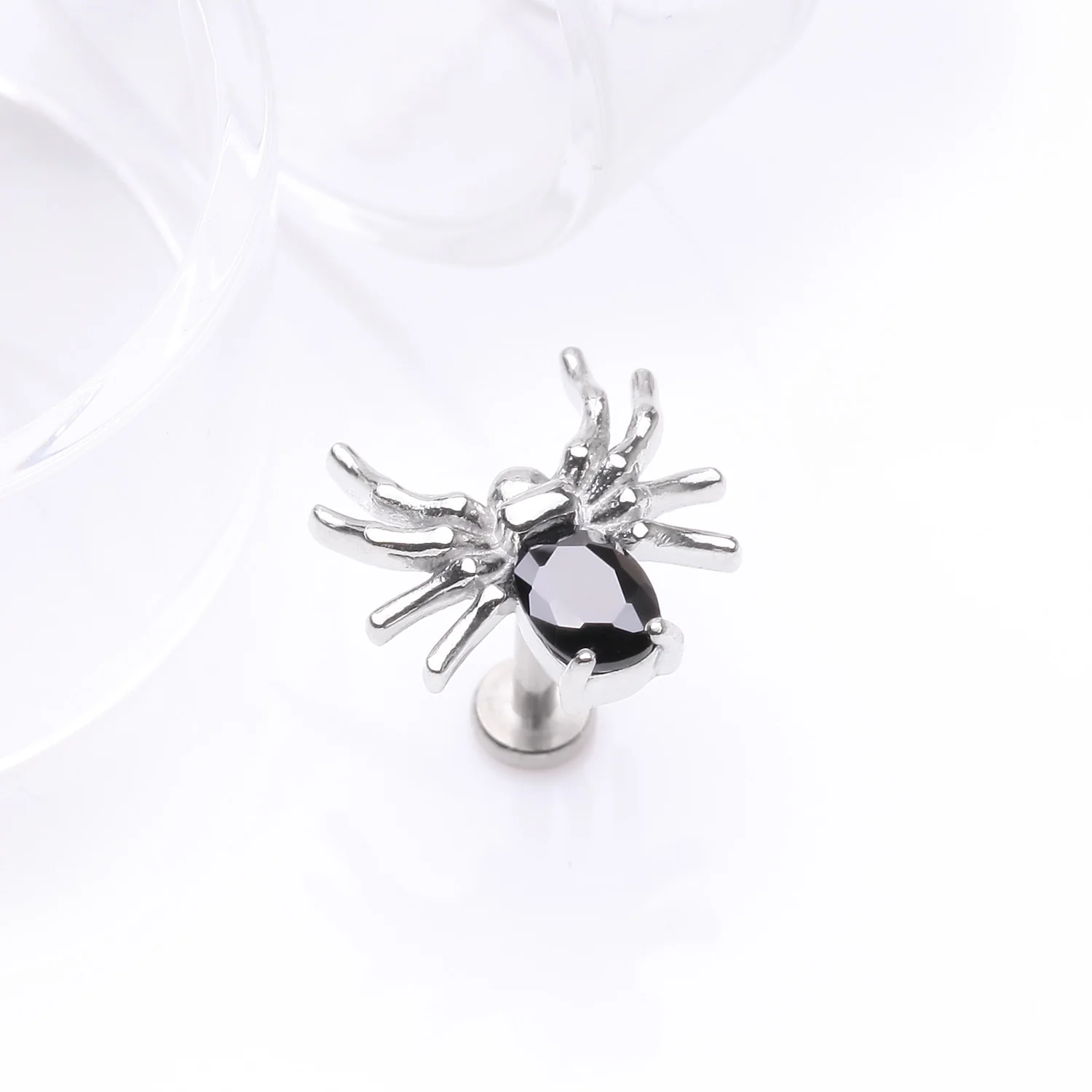 Venom Spider Sparkle Internally Threaded Steel Flat Back Stud Labret - Image 2