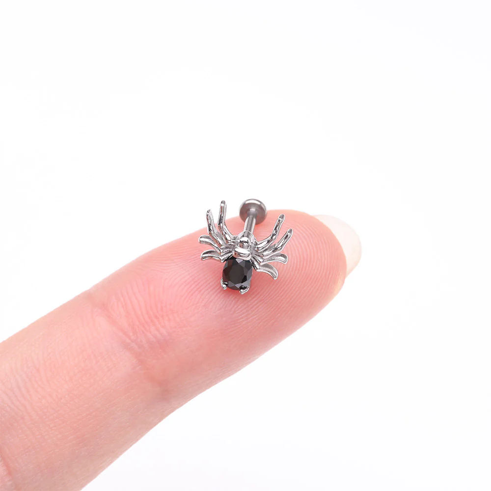 Venom Spider Sparkle Internally Threaded Steel Flat Back Stud Labret - Image 3