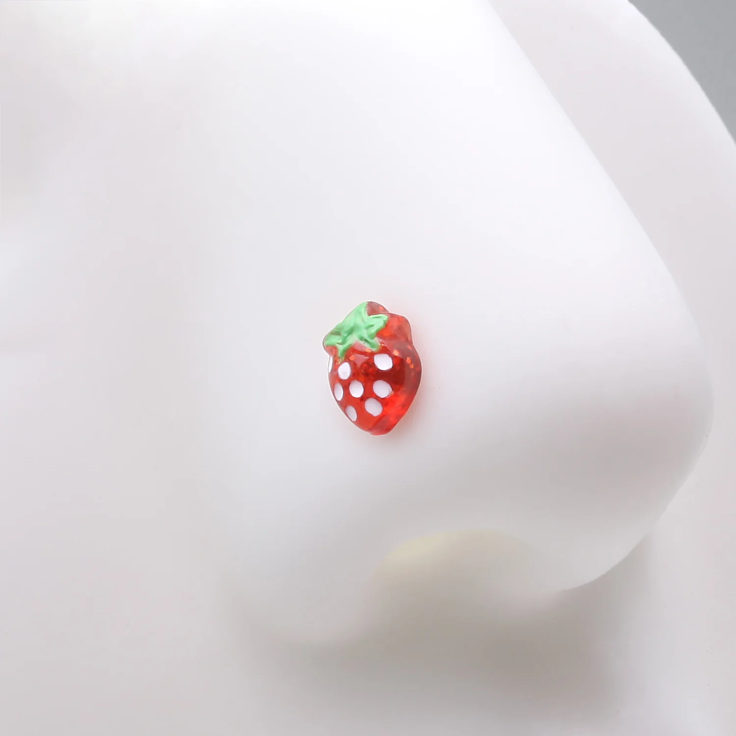 Very Berry Red Strawberry Nose Stud Ring - Image 2