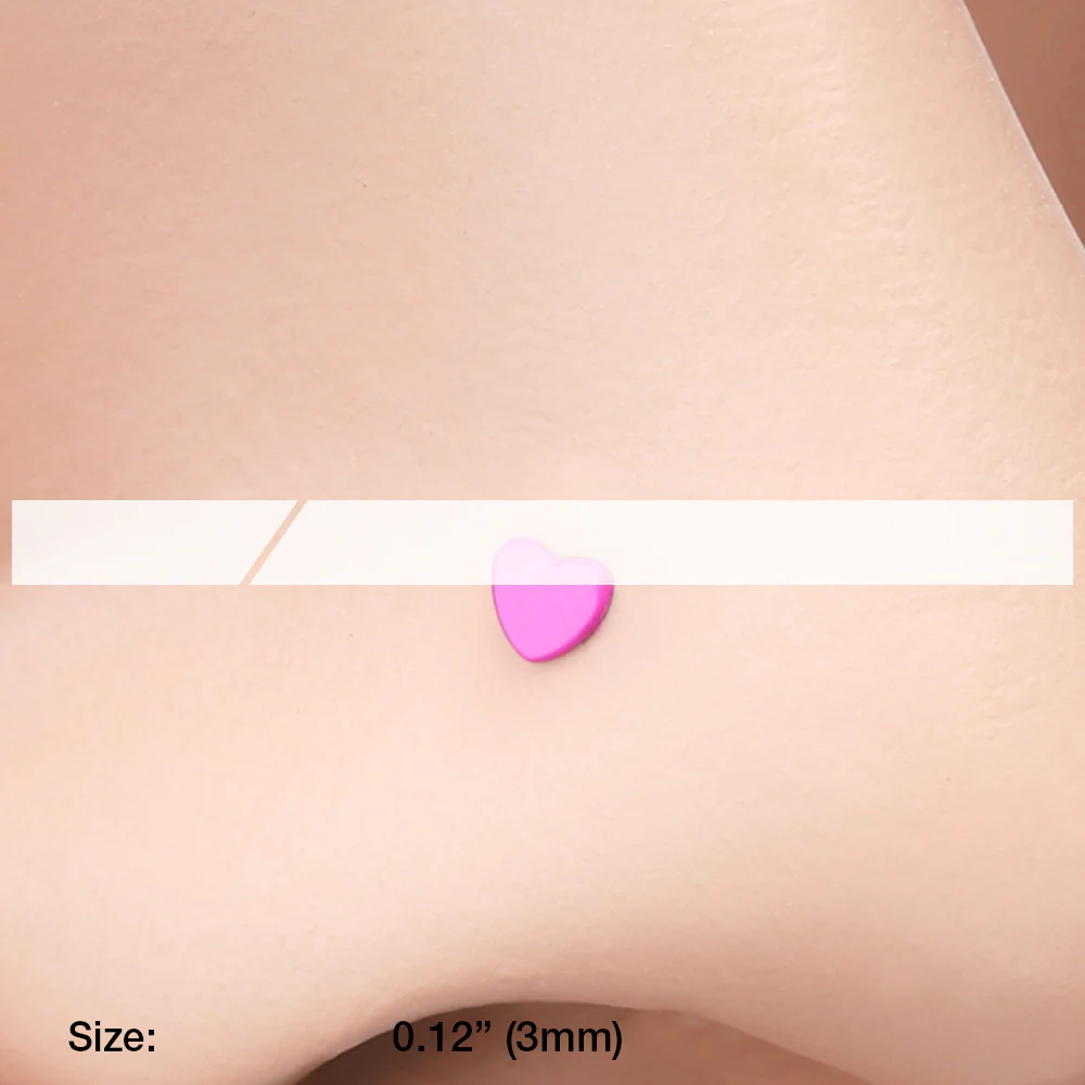 Vibrant Enamel Heart L-Shaped Nose Ring - Image 3