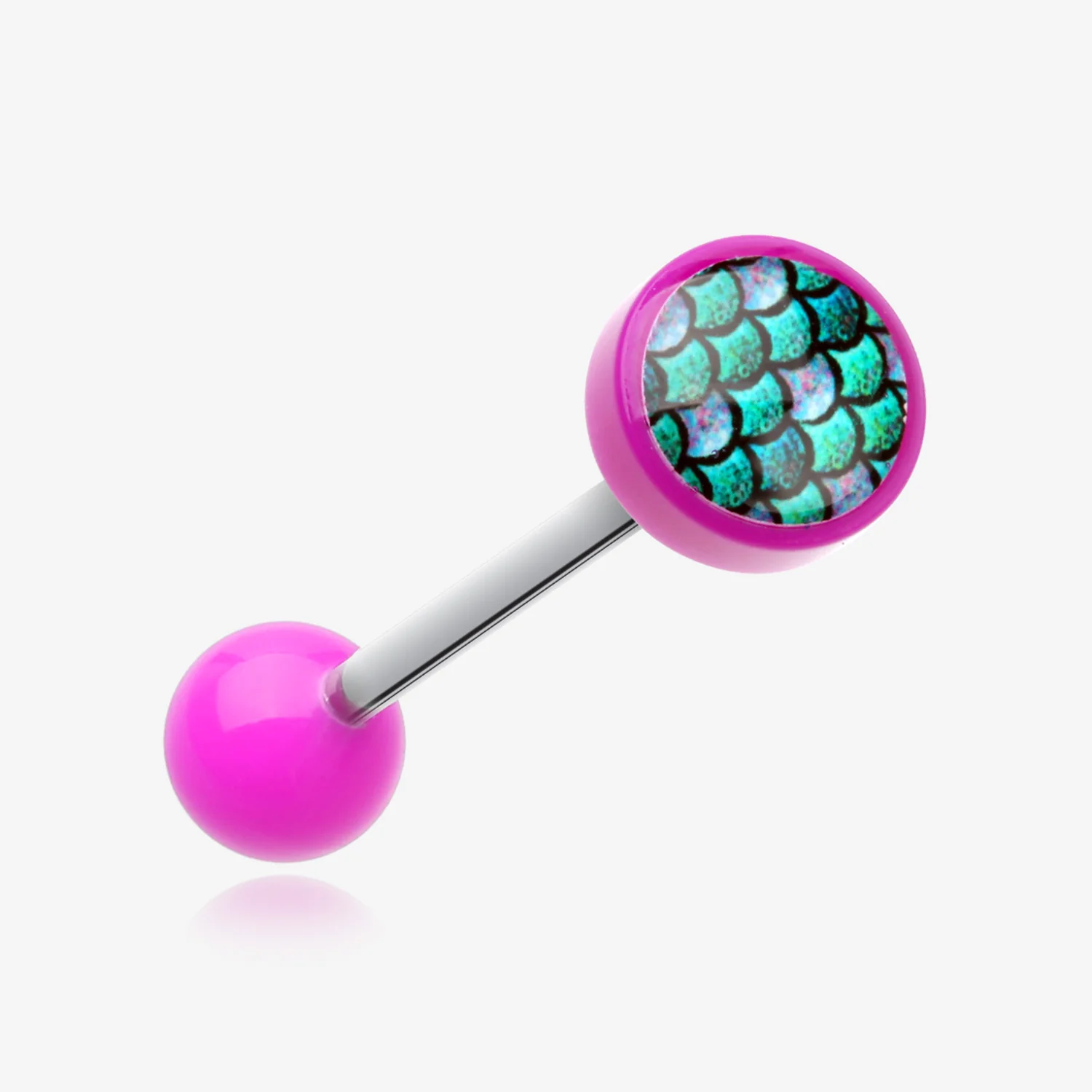 Vibrant Mermaid Scales Acrylic Barbell Tongue Ring