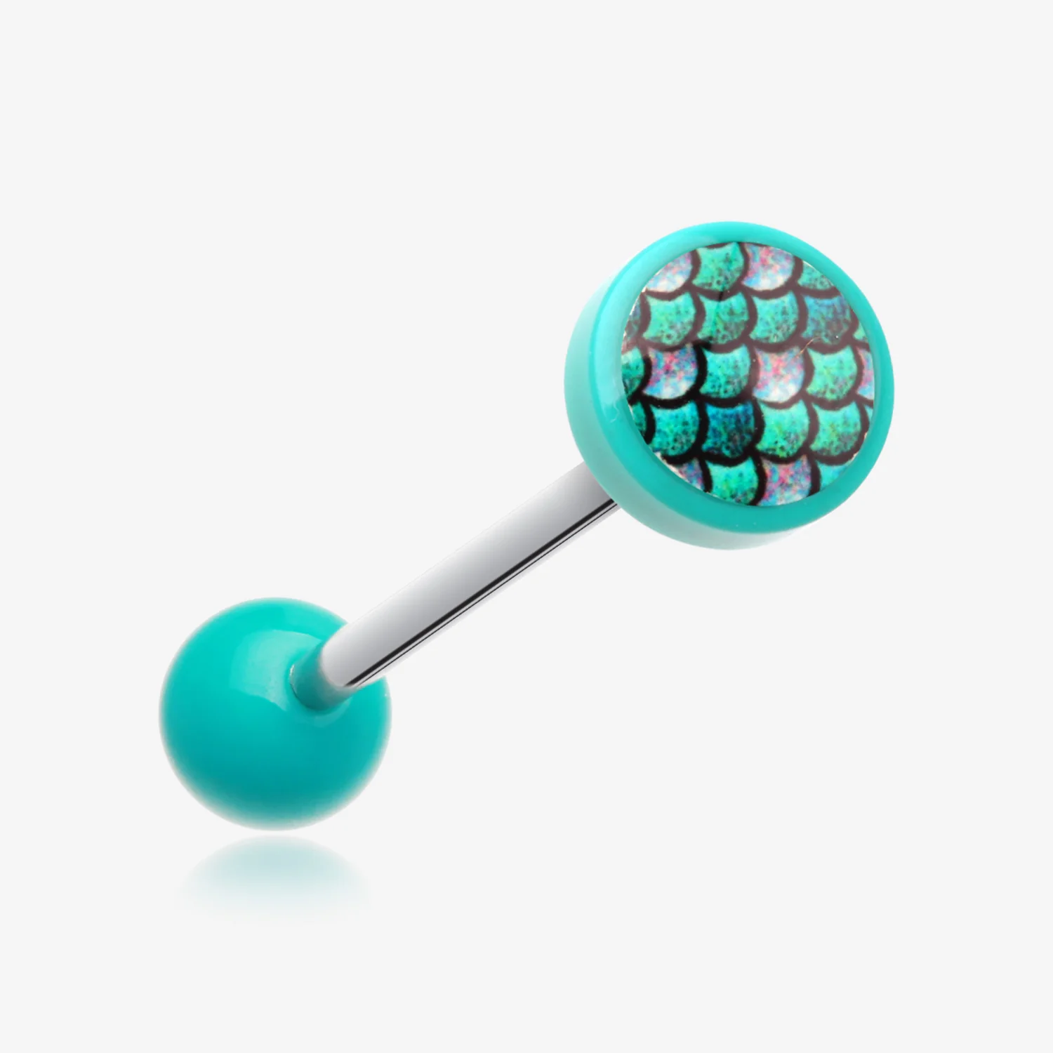 Vibrant Mermaid Scales Acrylic Barbell Tongue Ring