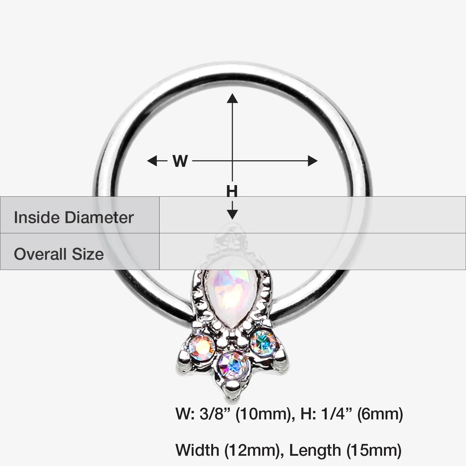 Victorian Opalescent Sparkle Captive Bead Ring - Image 2