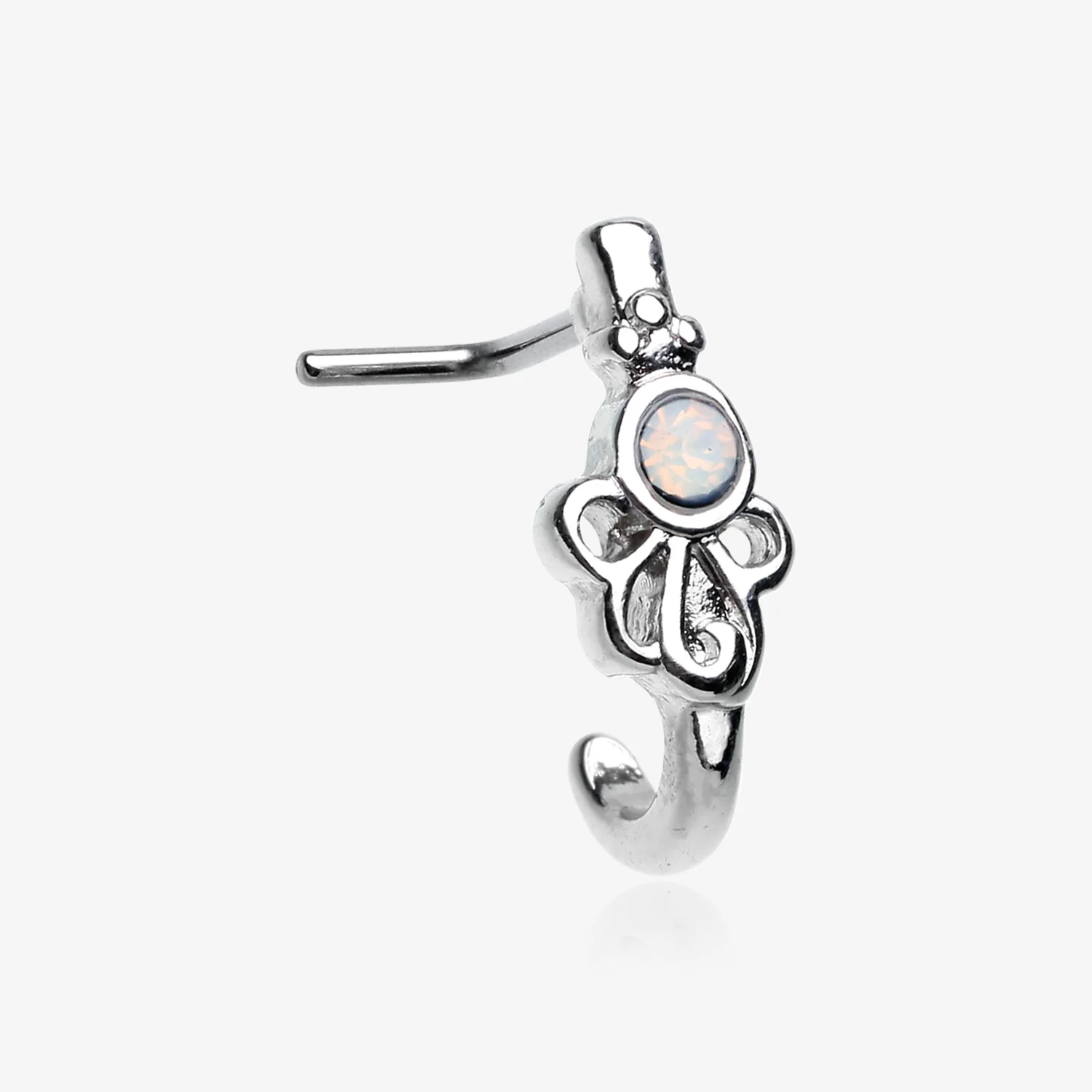 Victorian Opalite Ornate L-Shaped Nose Hoop Ring