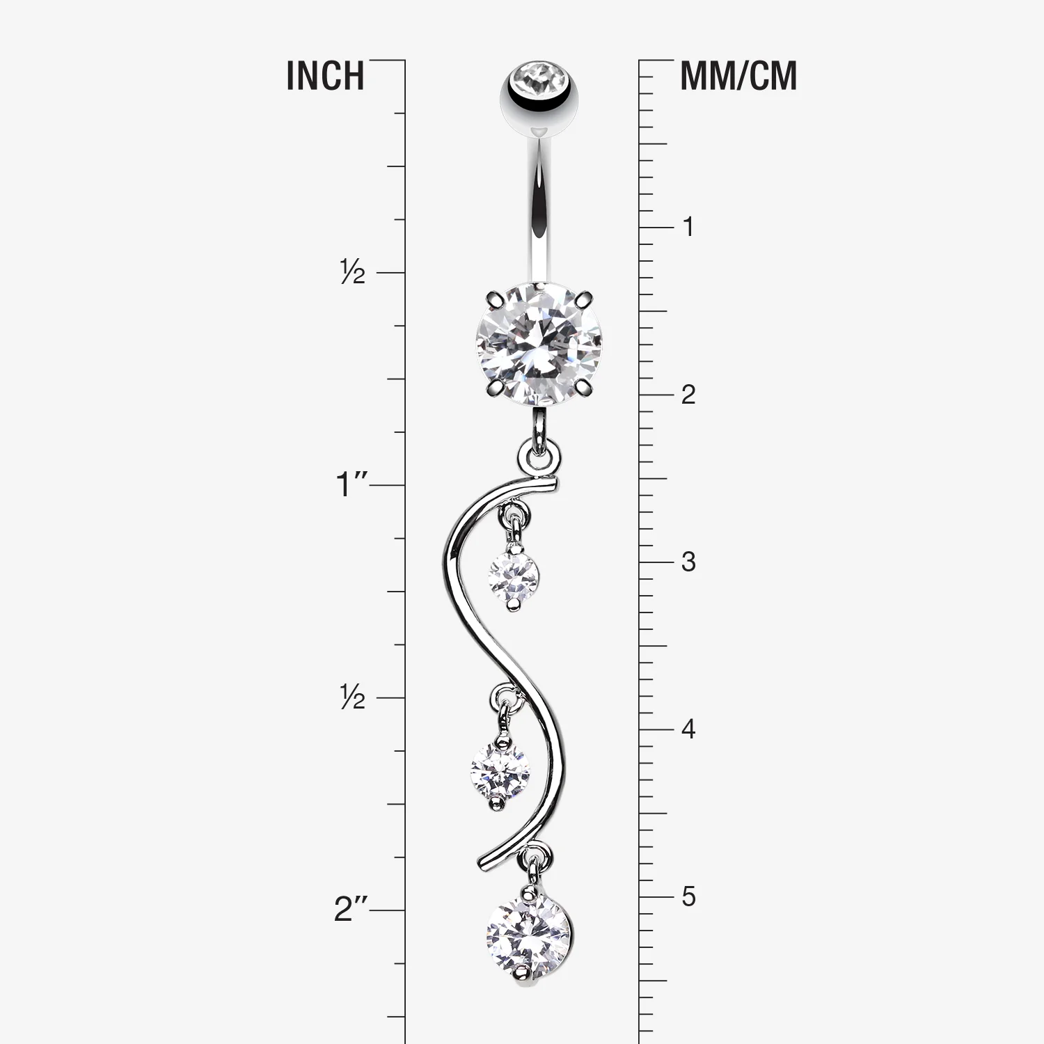 Vine Swirl Sparkle Belly Ring - Image 2