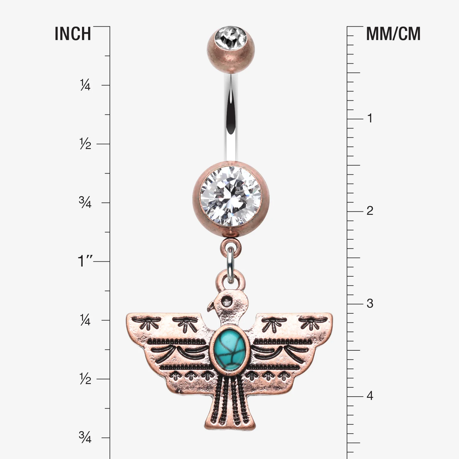 Vintage Boho Aztec Thunderbird Mural Belly Button Ring - Image 2