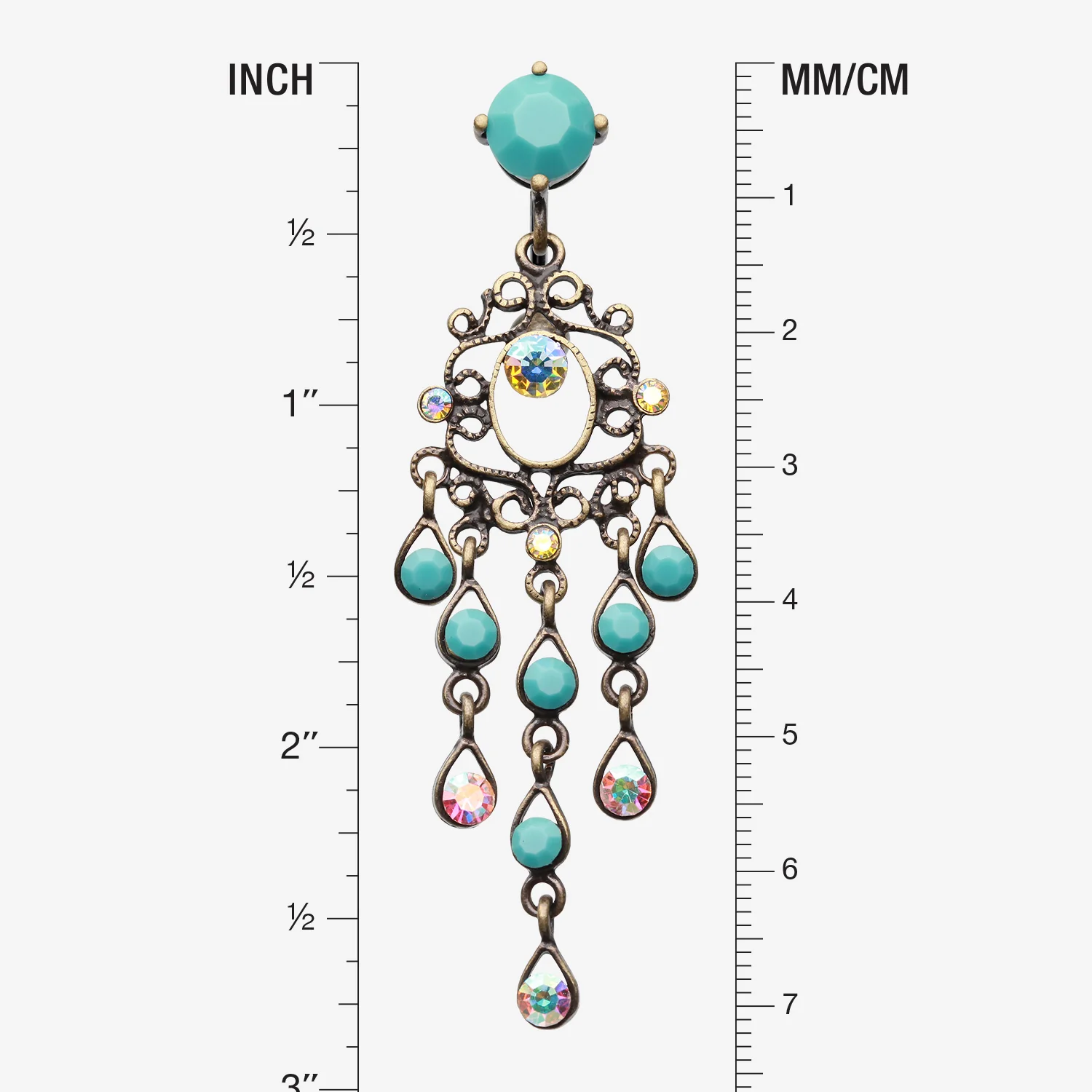 Vintage Boho Chandelier Reverse Belly Button Ring - Image 2