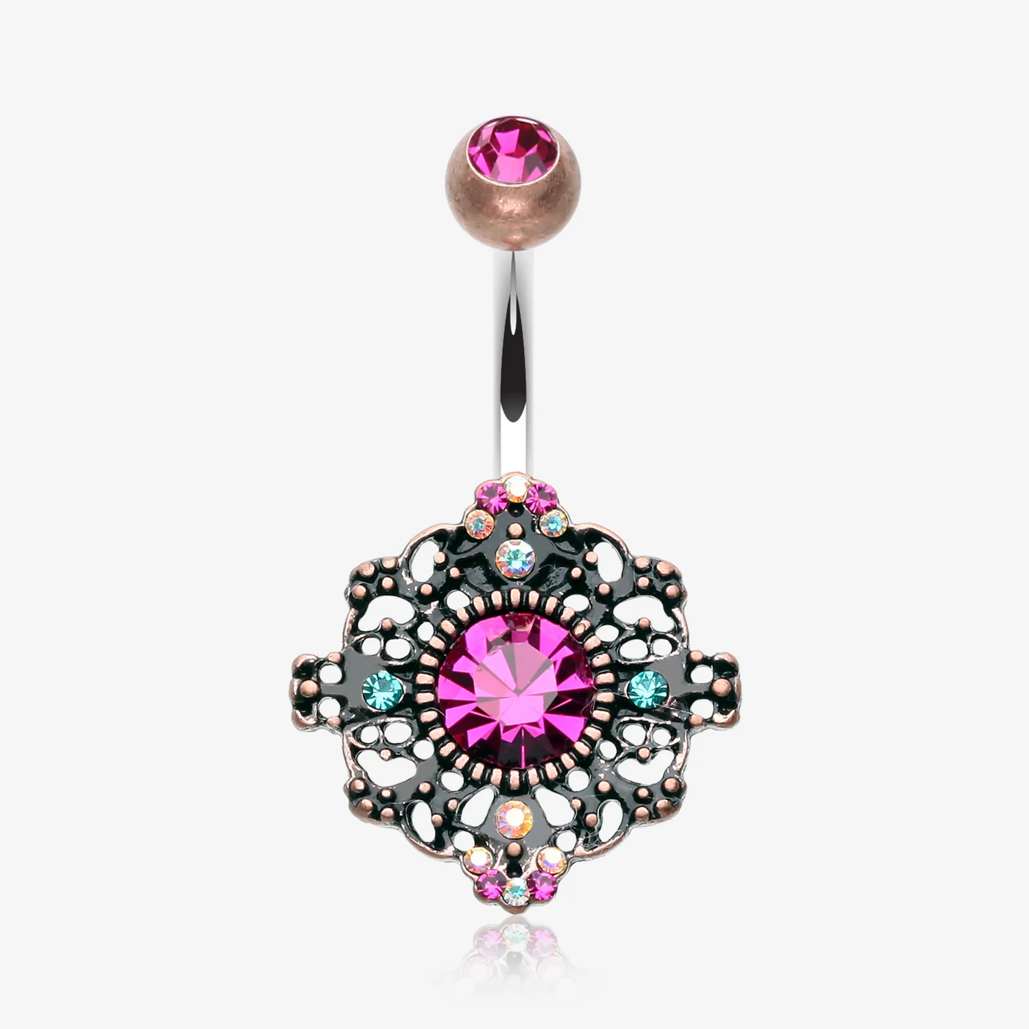 Vintage Boho Filigree Flower Belly Button Ring