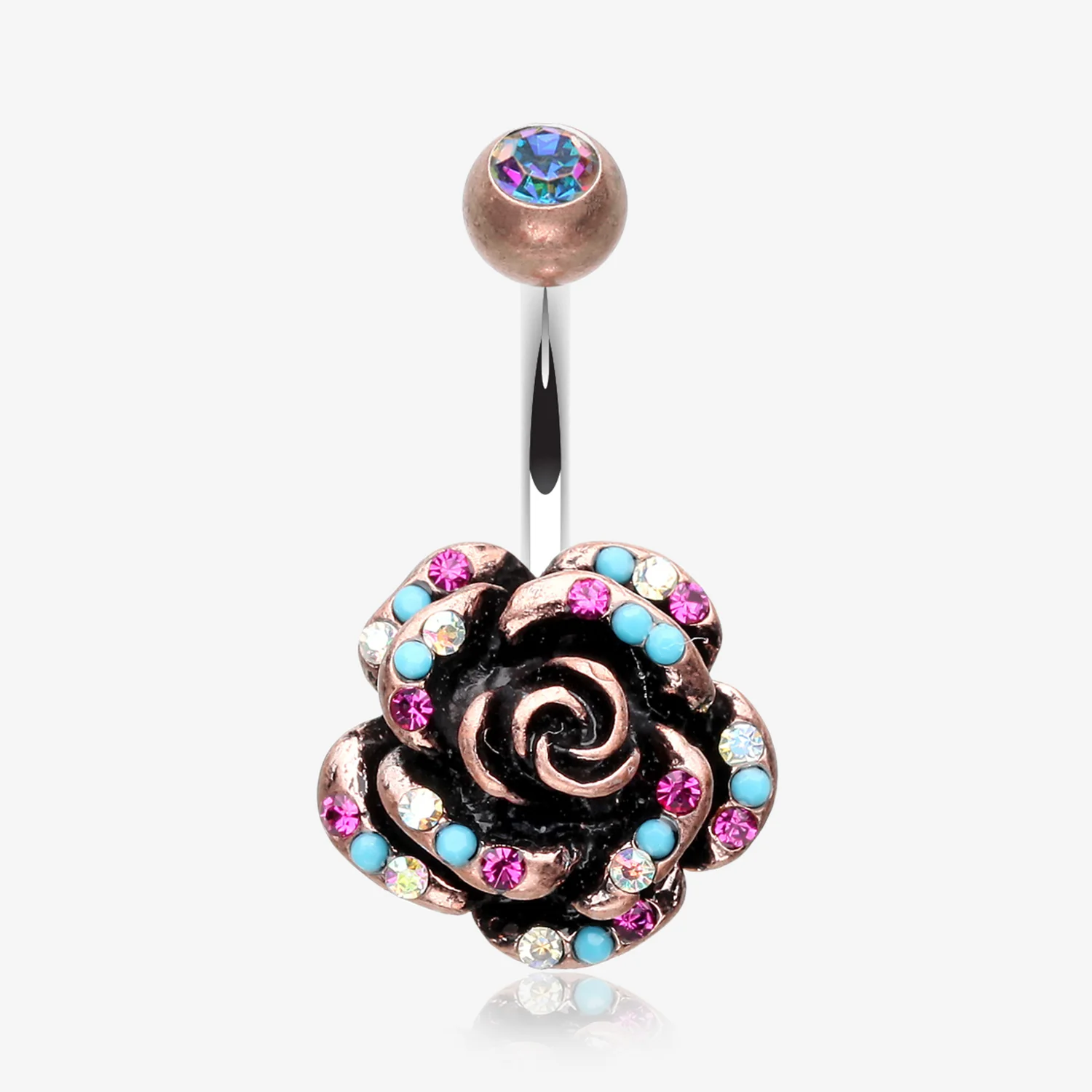 Vintage Boho Gleam Rose Belly Button Ring