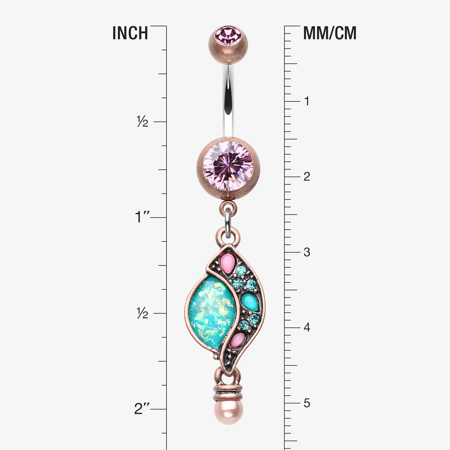 Vintage Boho Opal Sparkle Journey Belly Button Ring - Image 2