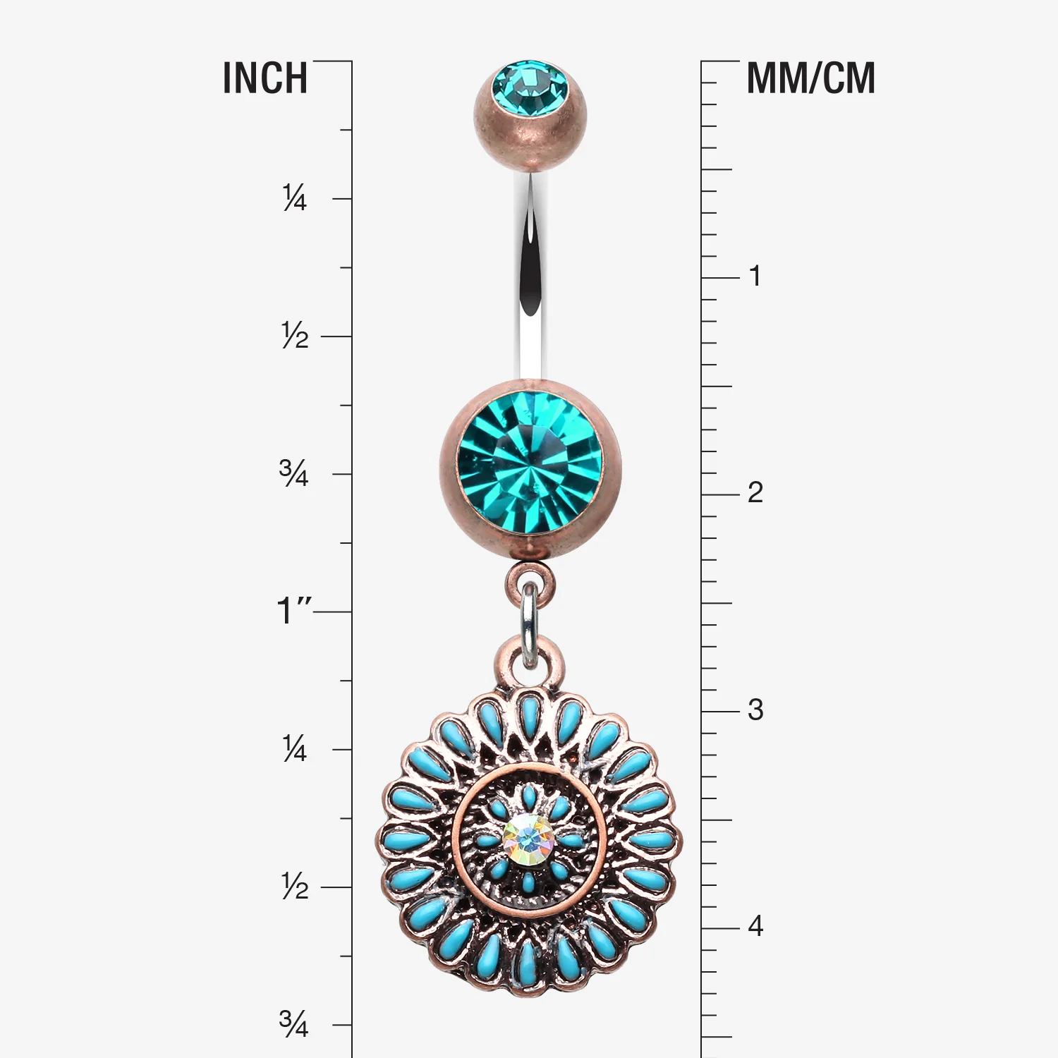 Vintage Boho Sahasrara Chakra Belly Button Ring - Image 2
