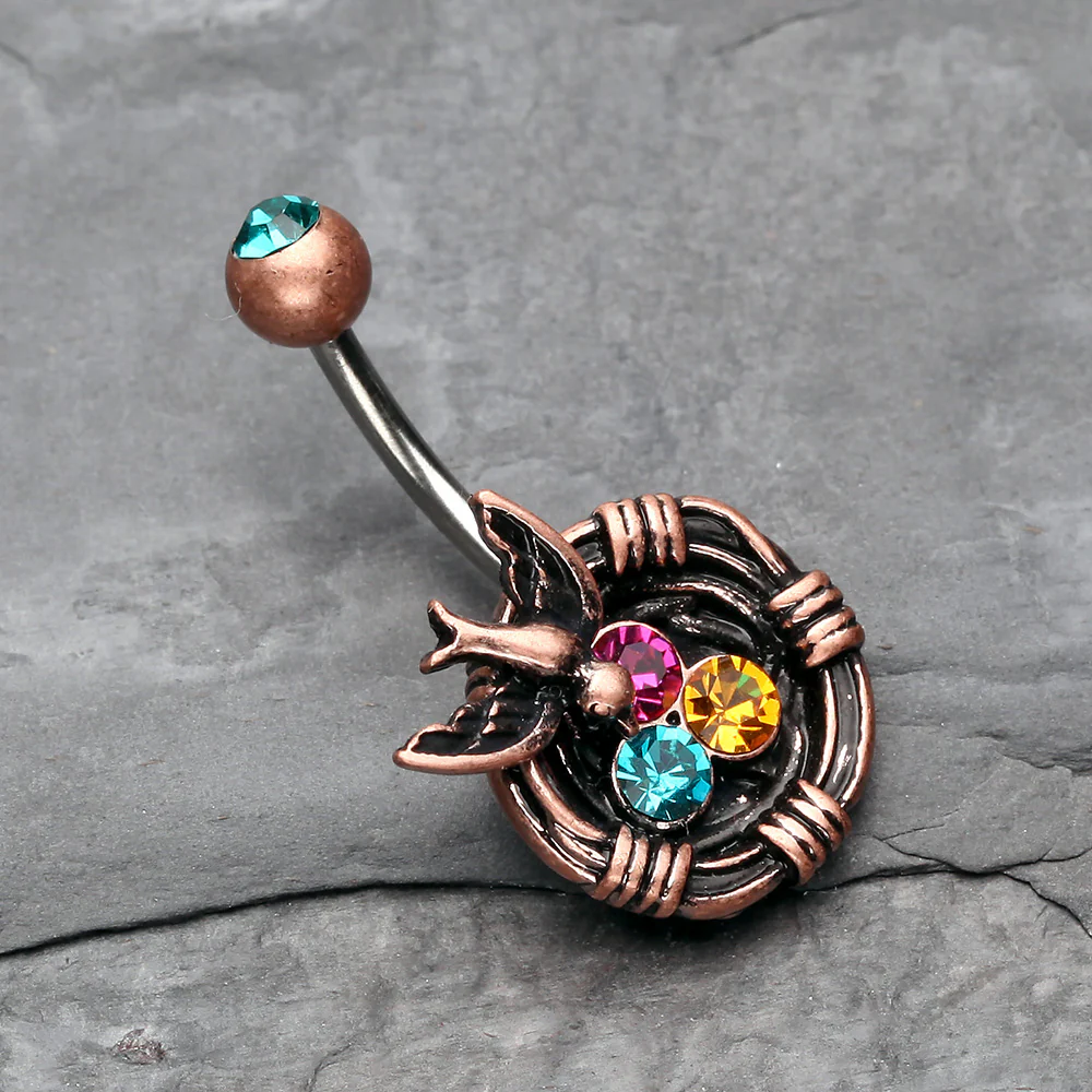 Vintage Boho Sparrow Birdnest Belly Button Ring - Image 3