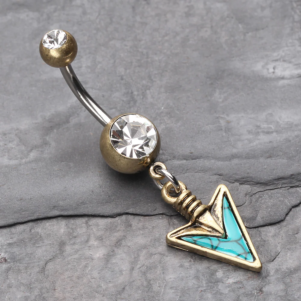 Vintage Boho Stone Spear Belly Button Ring - Image 3