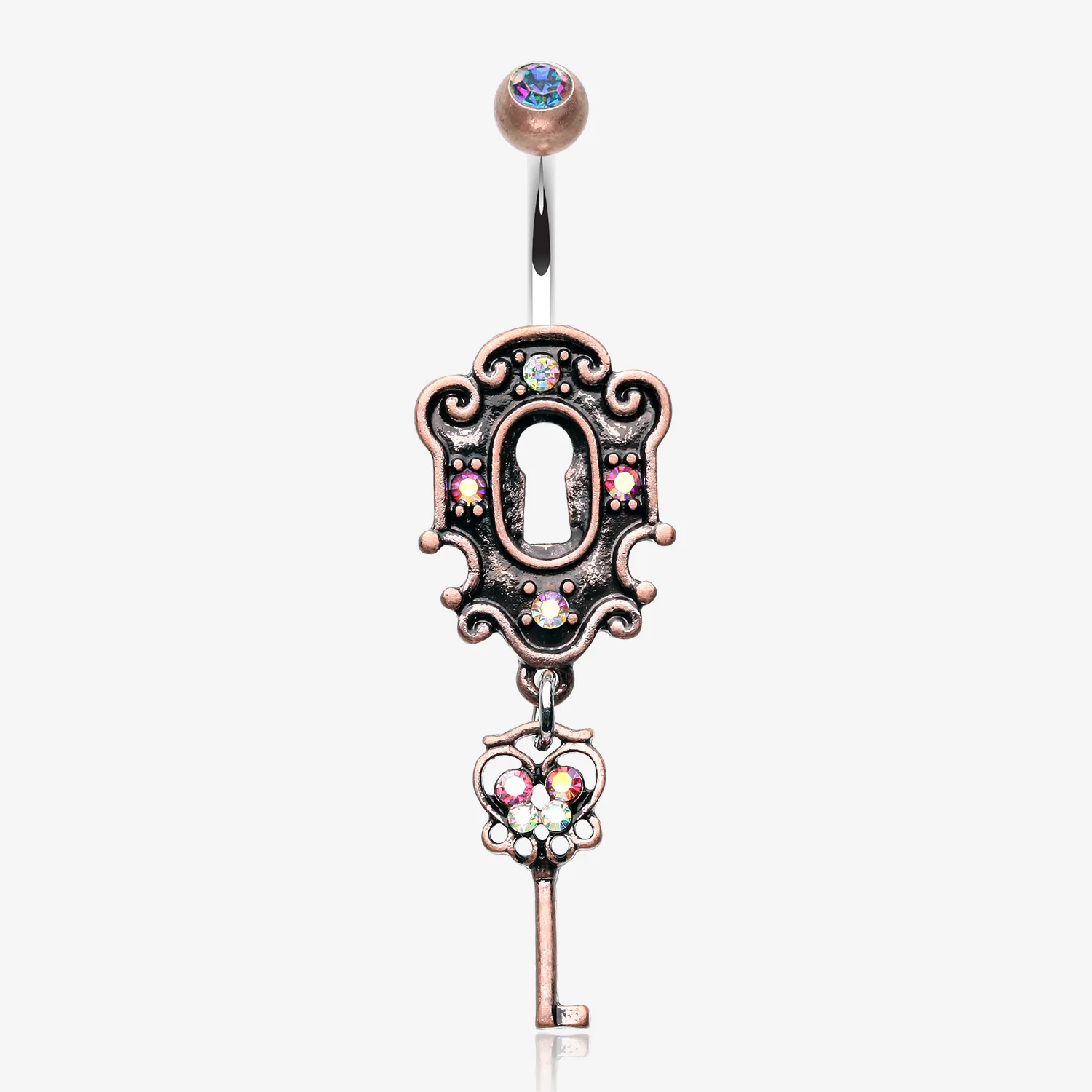 Vintage Boho Victorian Lock and Key Belly Button Ring