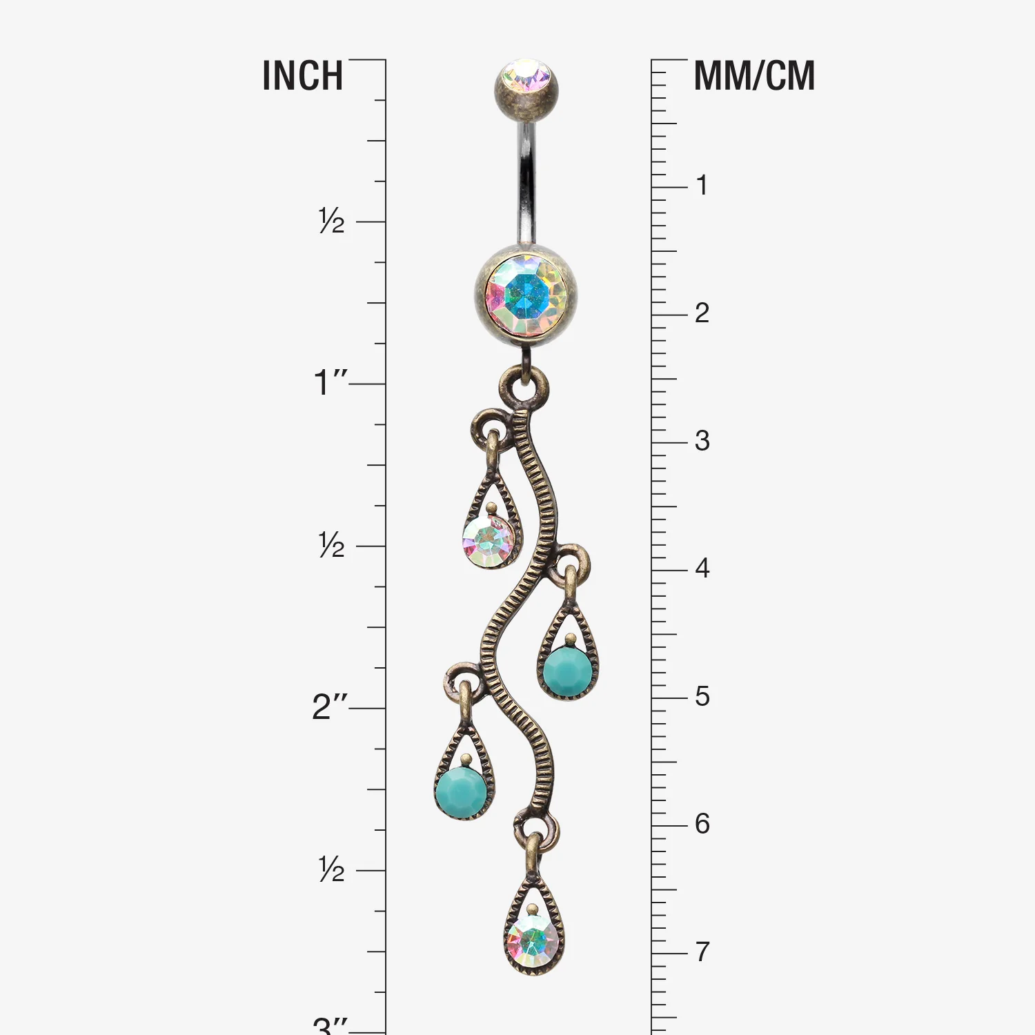 Vintage Boho Vine Swirl Belly Button Ring - Image 2