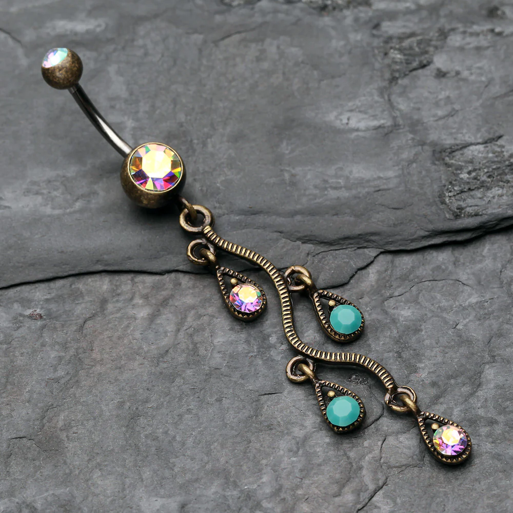 Vintage Boho Vine Swirl Belly Button Ring - Image 3