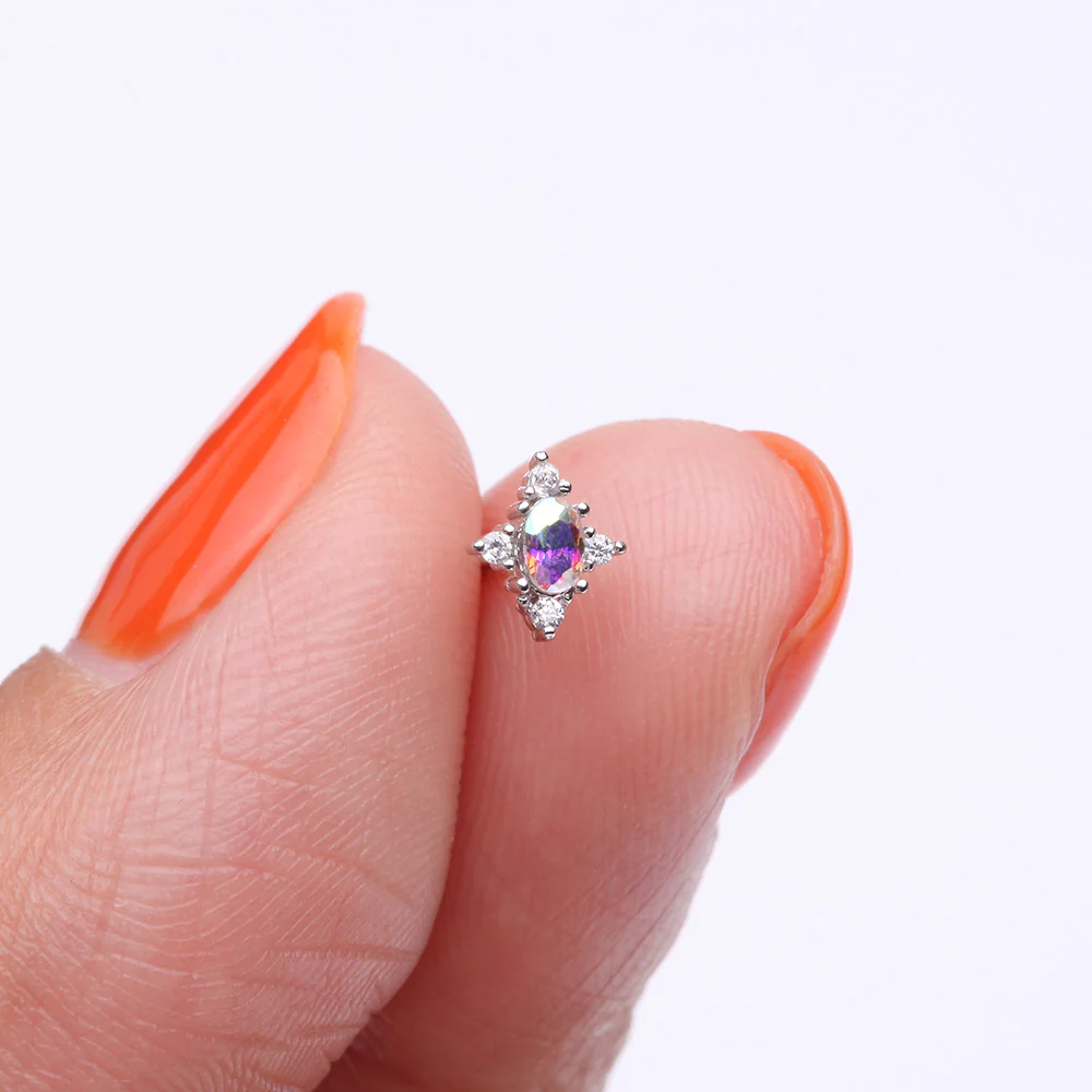 Vintage Elegance Aurora Sparkle Nose Stud Ring - Image 3
