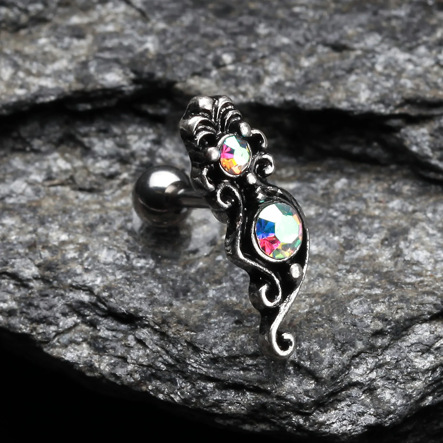 Vintage Floral Cartilage Tragus Barbell - Image 2
